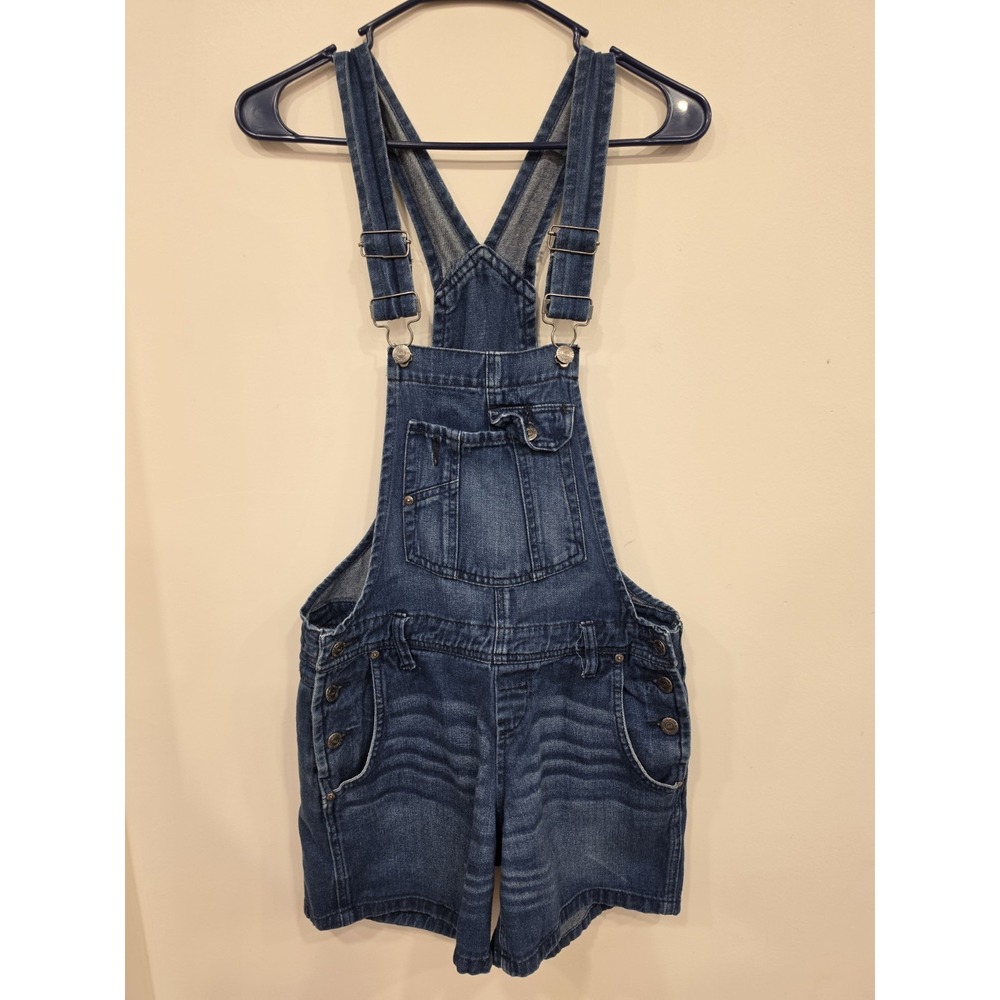 LEI Denim Shortalls Womens Small Blue 100% Cotton Bib Overall Shorts Dungarees
